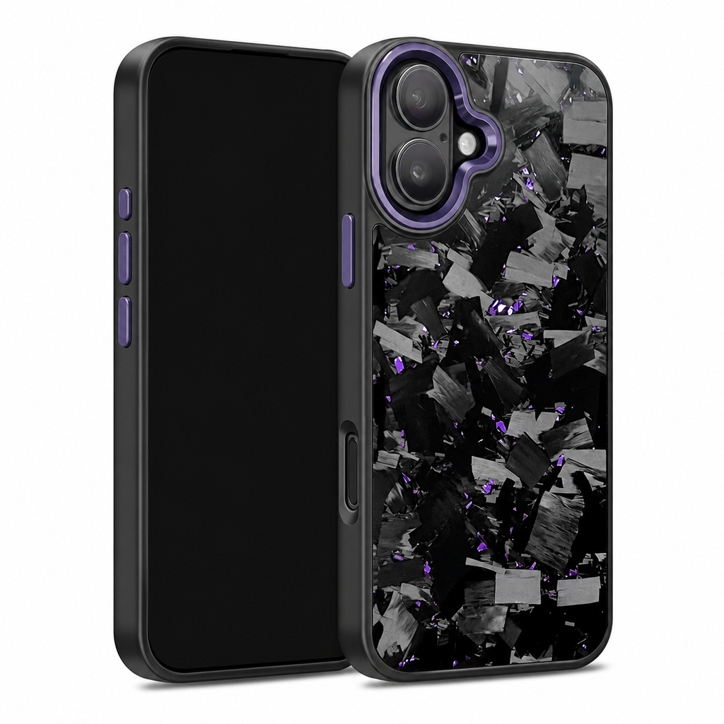 Coarse Forged Carbon Fiber Case For iPhone 16 Series– Amethyst Flakes