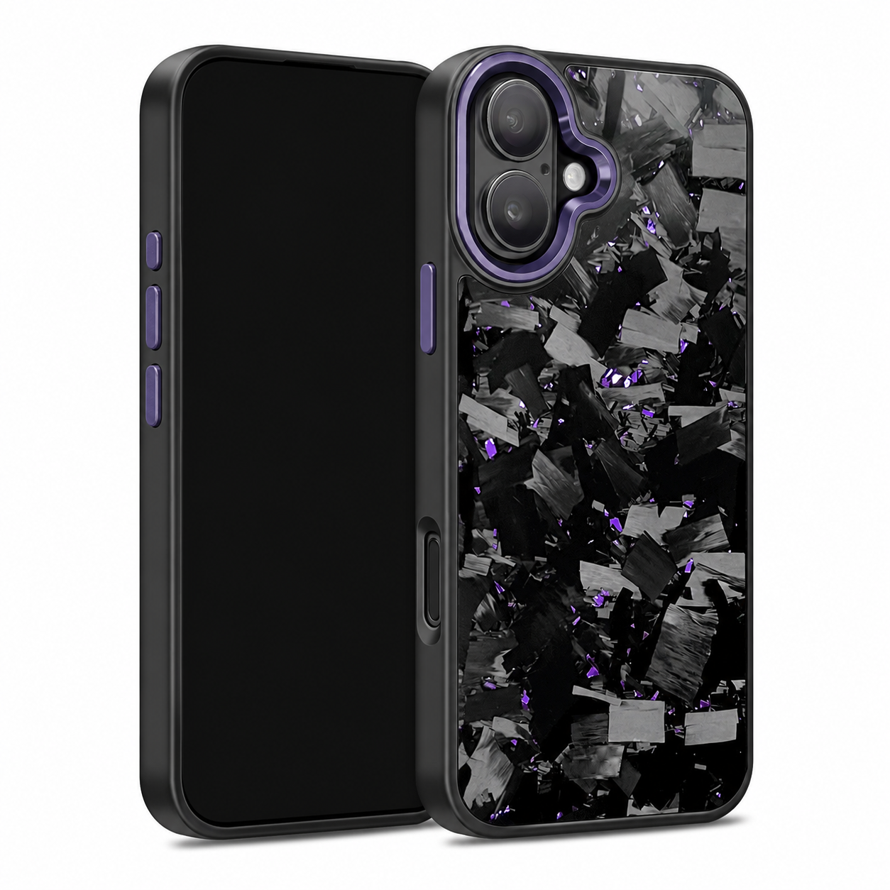 Coarse Forged Carbon Fiber Case For iPhone 16 Series– Amethyst Flakes