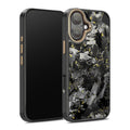 Coarse Forged Carbon Fiber Case For iPhone 16 Series– Gold Flakes