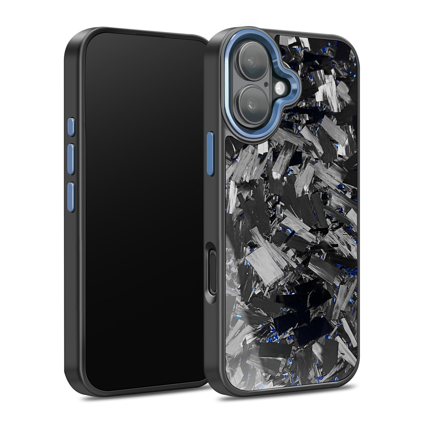 Coarse Forged Carbon Fiber Case For iPhone 16 Series– Sapphire Flakes