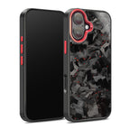 Coarse Forged Carbon Fiber Case For iPhone 16 Series– Ruby Flakes