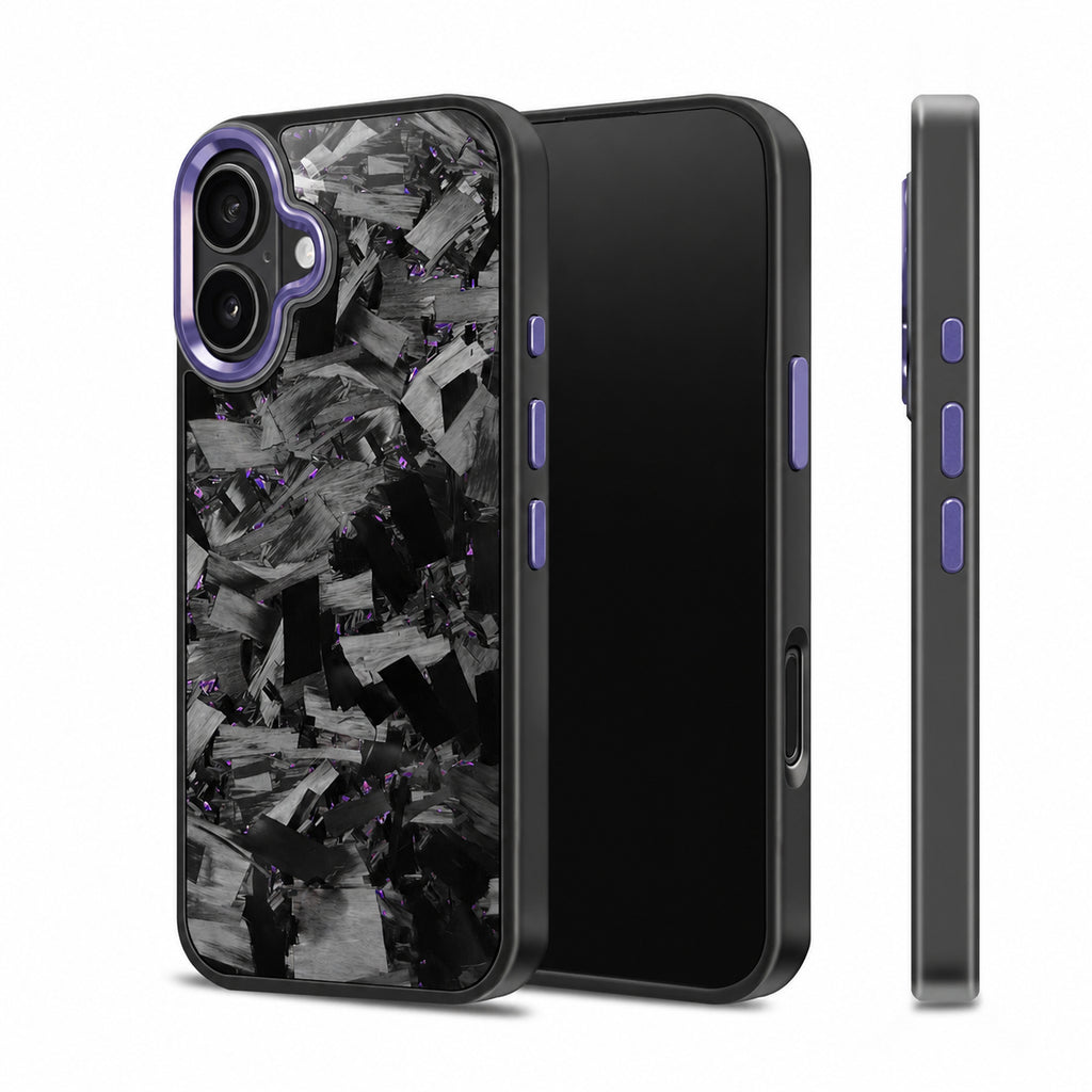 Coarse Forged Carbon Fiber Case For iPhone 16 Series– Amethyst Flakes
