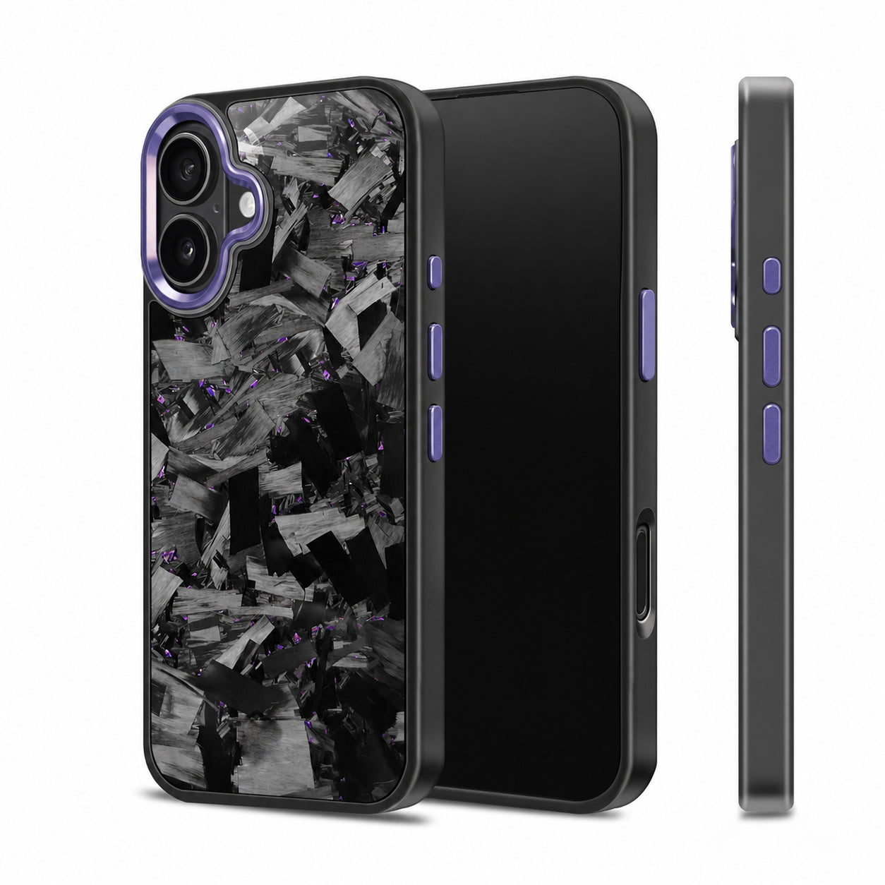 Coarse Forged Carbon Fiber Case For iPhone 16 Series– Amethyst Flakes