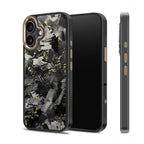 Coarse Forged Carbon Fiber Case For iPhone 16 Series– Gold Flakes