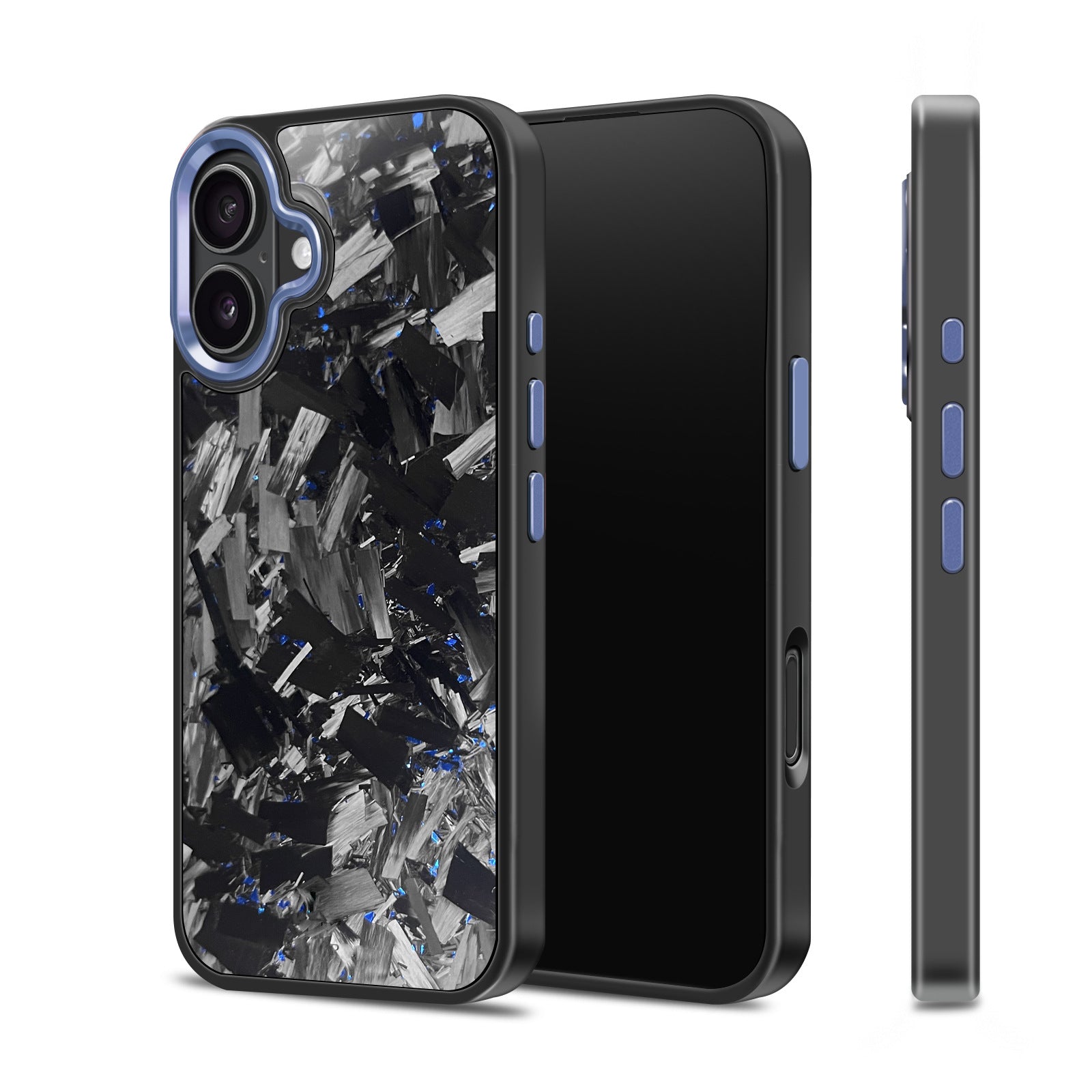 Coarse Forged Carbon Fiber Case For iPhone 16 Series– Sapphire Flakes