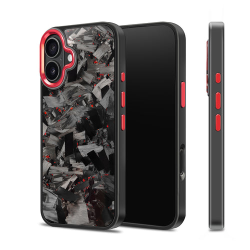 Coarse Forged Carbon Fiber Case For iPhone 16 Series– Ruby Flakes