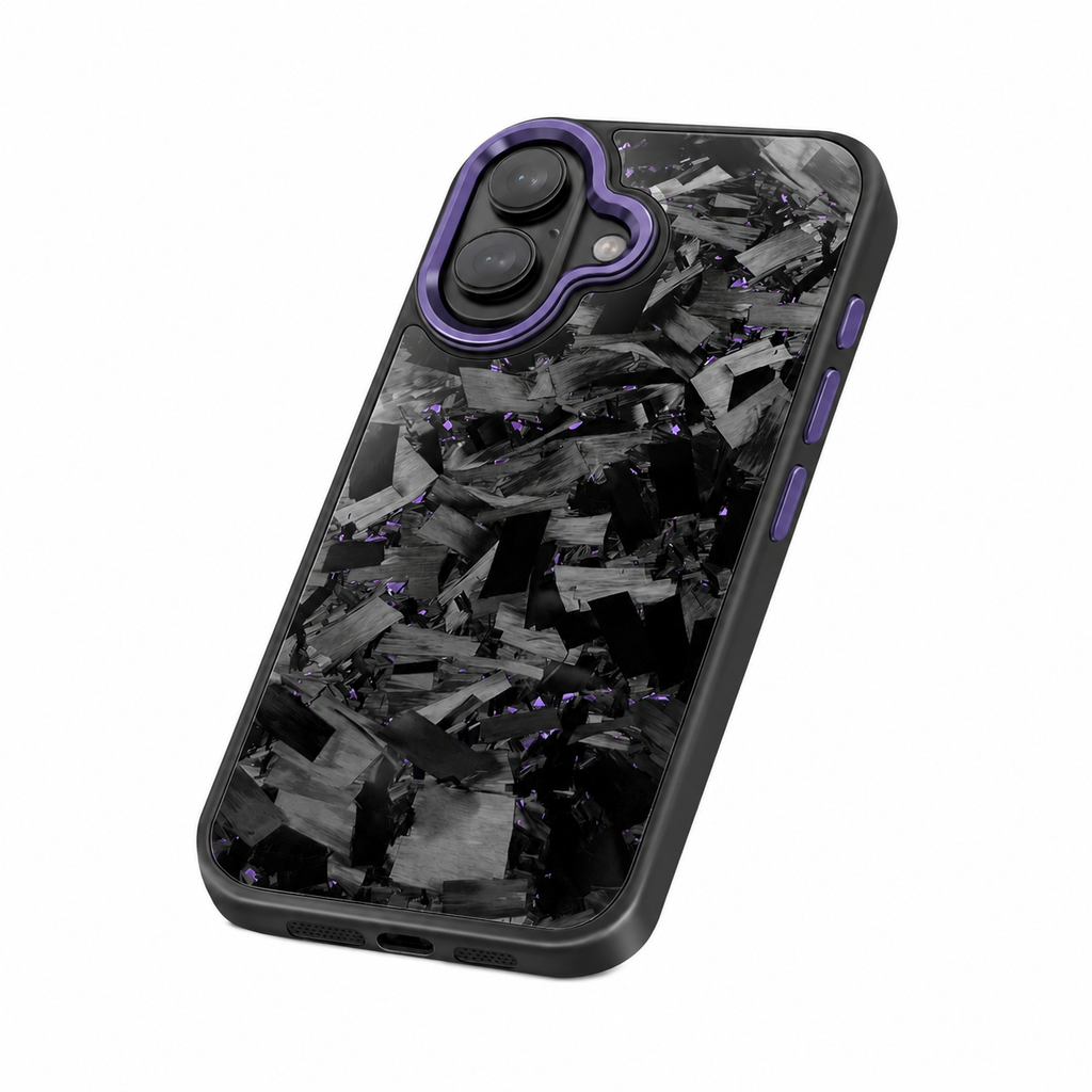 Coarse Forged Carbon Fiber Case For iPhone 16 Series– Amethyst Flakes