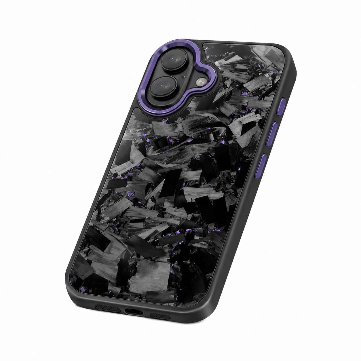 Coarse Forged Carbon Fiber Case For iPhone 16 Series– Amethyst Flakes