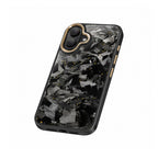 Coarse Forged Carbon Fiber Case For iPhone 16 Series– Gold Flakes