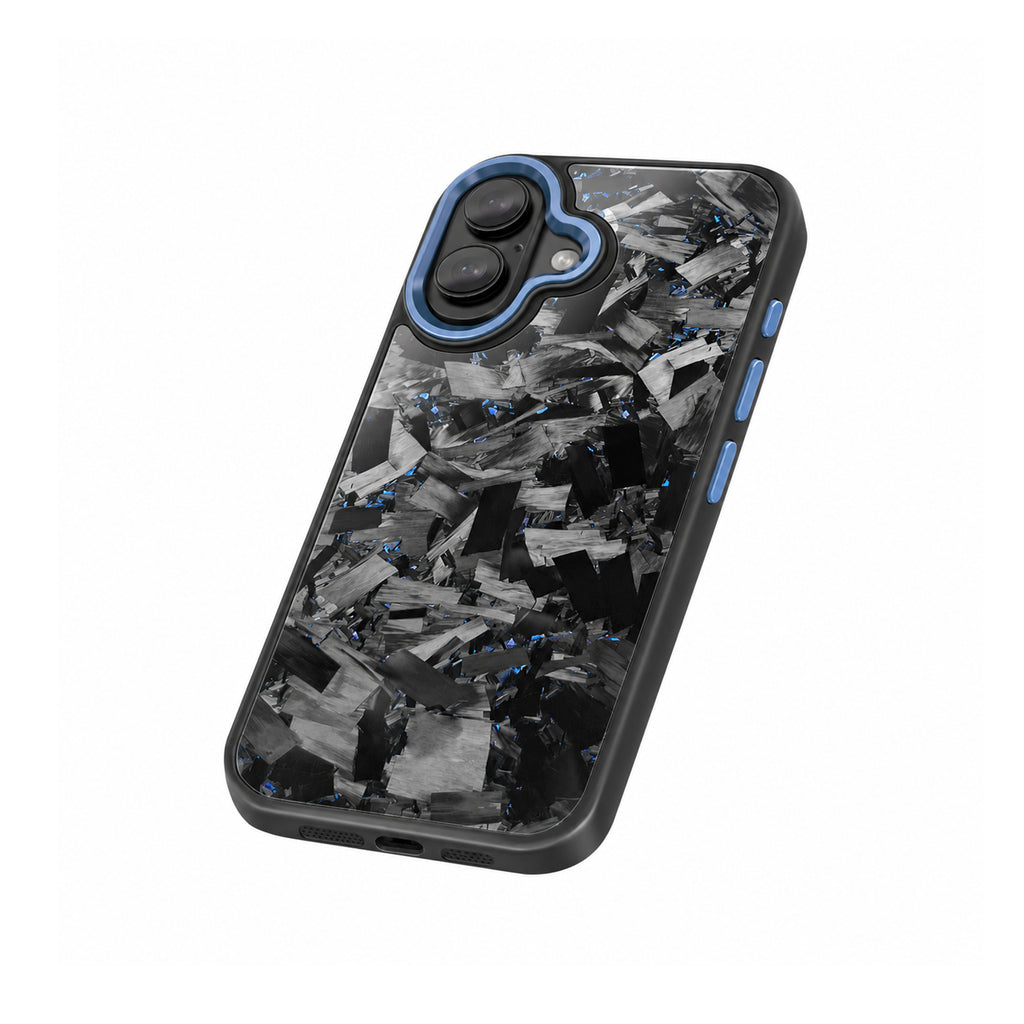 Coarse Forged Carbon Fiber Case For iPhone 16 Series– Sapphire Flakes