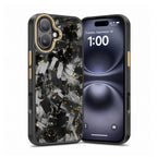 Coarse Forged Carbon Fiber Case For iPhone 16 Series– Gold Flakes