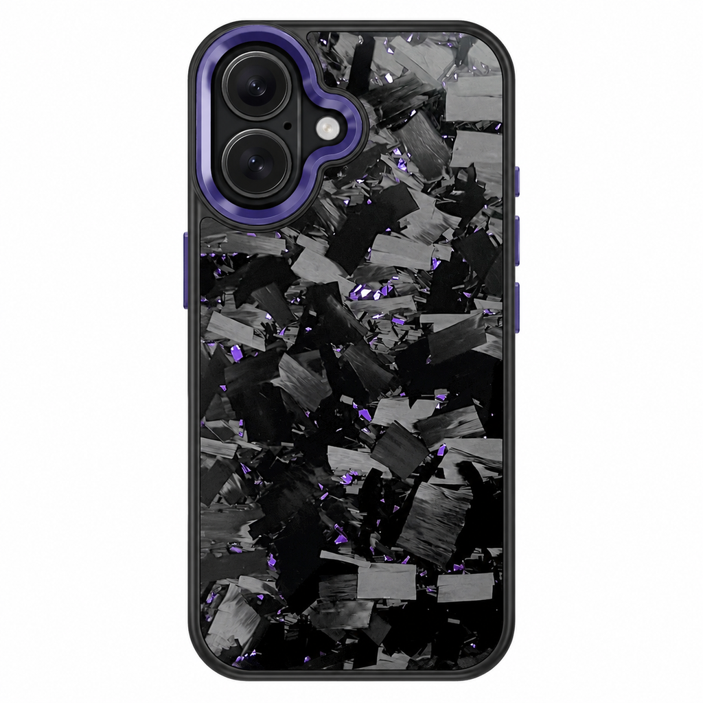 Coarse Forged Carbon Fiber Case For iPhone 16 Series– Amethyst Flakes