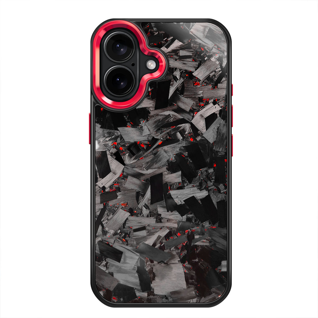 Coarse Forged Carbon Fiber Case For iPhone 16 Series– Ruby Flakes